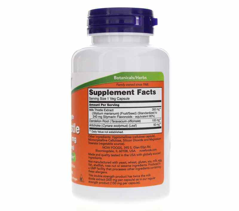Silymarin Milk Thistle Extract 300 Mg Double Strength, 100 Veg Capsules, by NOW Foods, image #2