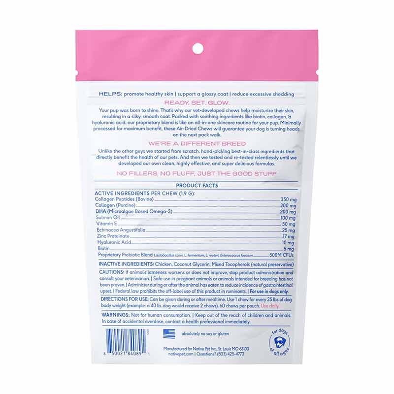 Skin + Coat Chews, Skin & Coat Supplement For Dogs, 60 Chews, by Native Pet, image #2