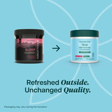 Two containers of Charlotte's Web Sleep CBD gummies with 3mg melatonin in raspberry flavor, showing old and new packaging des