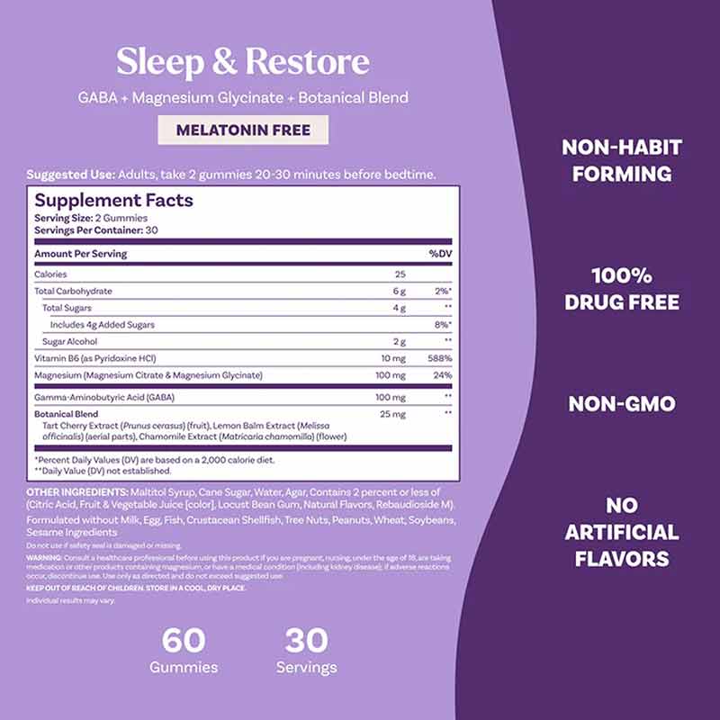 Sleep & Restore Gummies Non-Melatonin, Tart Cherry, 60 Gummies, by Natrol, image #4