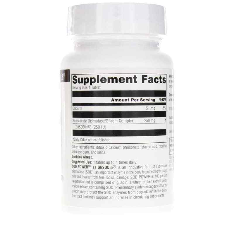 SOD Power 250 Mg Superoxide Dismutase, 60 Tablets, by Source Naturals, image #2