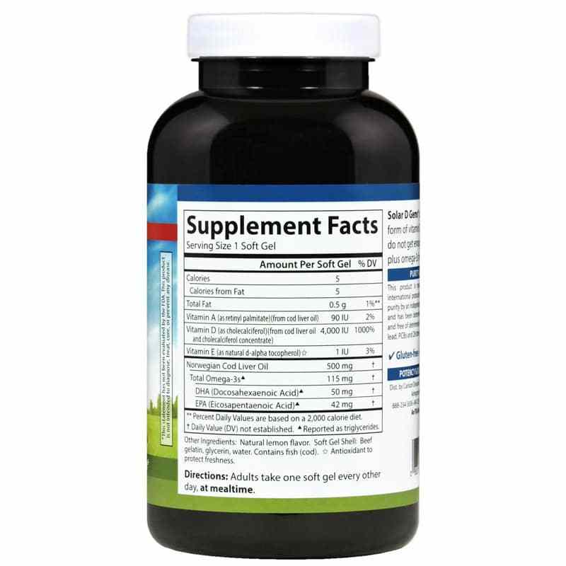Solar D Gems 4000 IU Vitamin D3 plus Omega-3s with Natural Lemon Flavor, 360 Softgels, by Carlson Labs, image #2