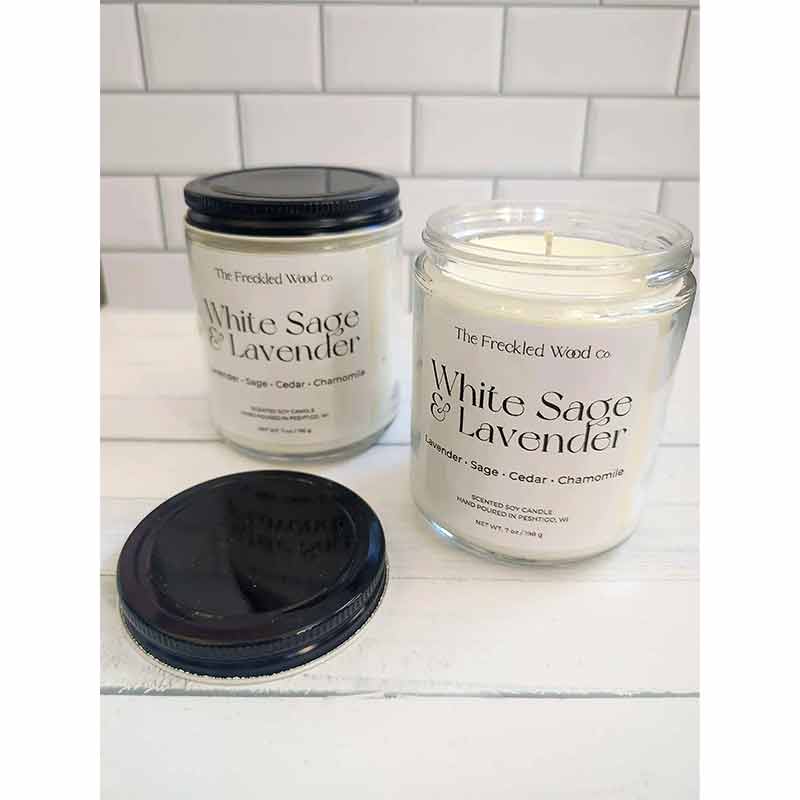 Soy Wax Candle, White Sage & Lavender, by The Freckled Wood Co.