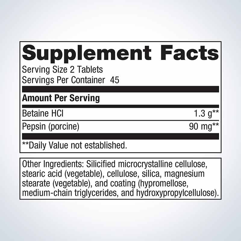 SpectraZyme Betaine HCL + Pepsin, 90 Tablets, by Metagenics, image #2