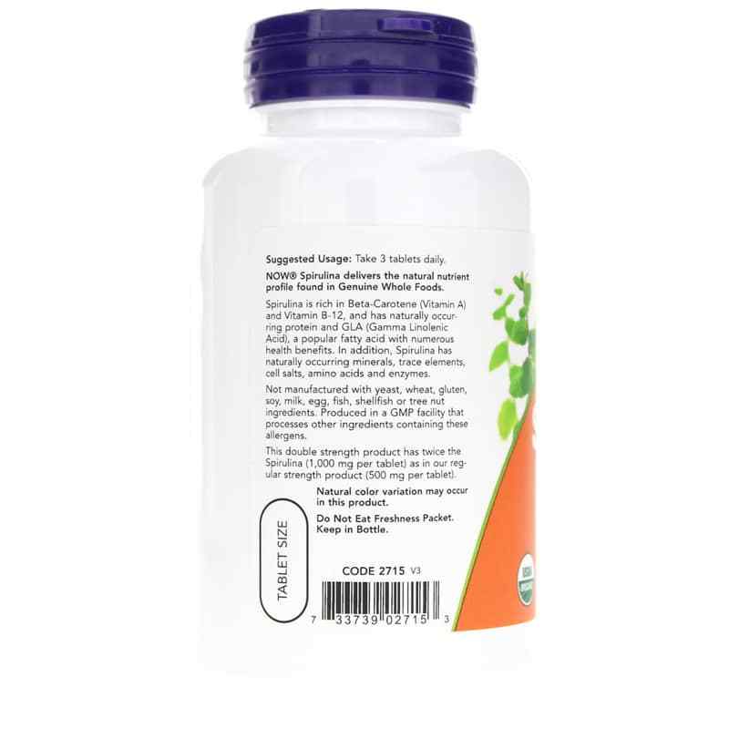 Spirulina 1000 Mg Organic, by NOW Foods, image #3