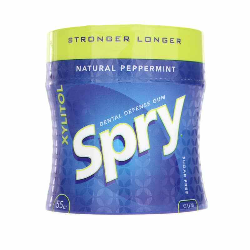 Spry Xylitol Gum, Peppermint, 55 Piece Jar, by Xlear