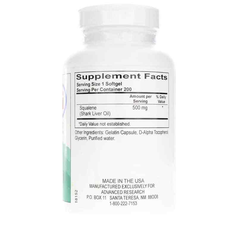 Squalene Shark Liver Oil 500 Mg, 200 Softgels, by Advanced Research, image #2