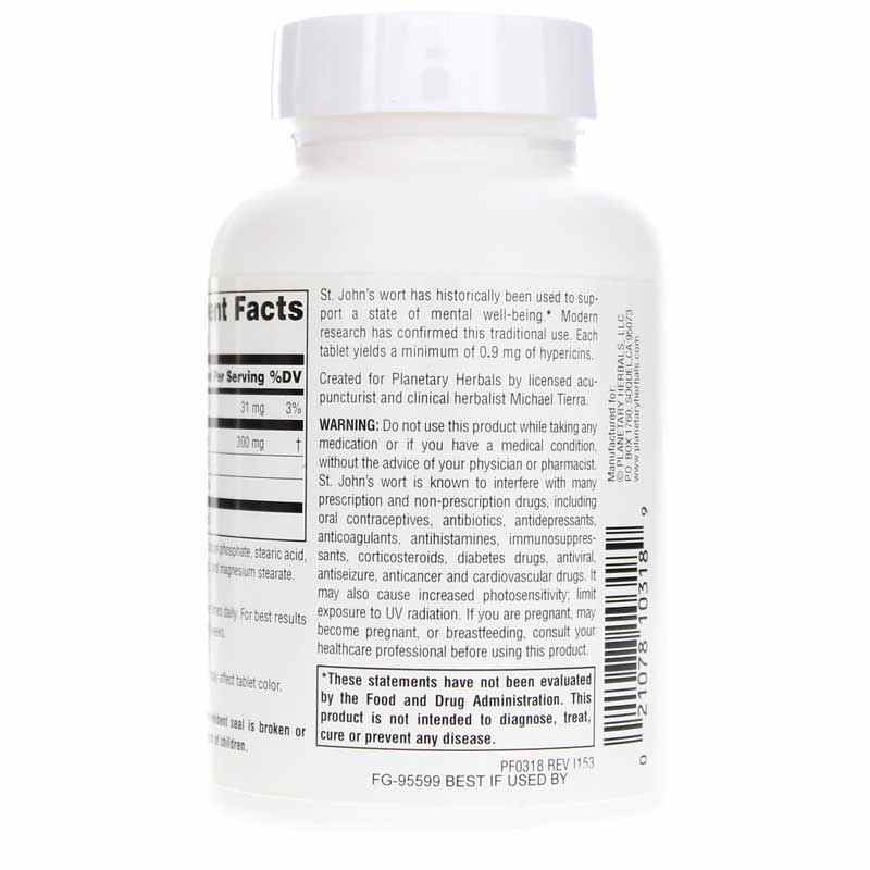 St. John's Wort Extract 300 Mg, 180 Tablets, by Planetary Herbals, image #3
