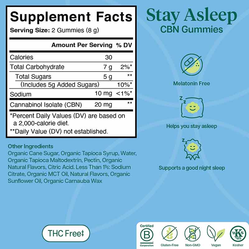 Stay Asleep Gummies 20 Mg CBN, 60 Gummies, by Charlottes Web, image #2