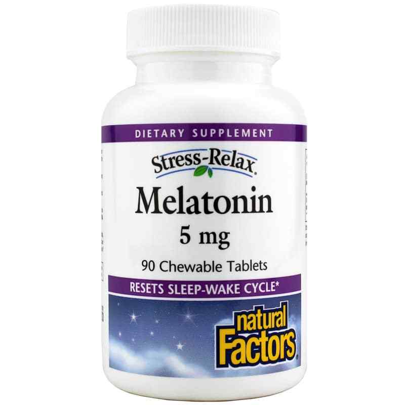 Stress-Relax Melatonin 5 Mg Chewable, 90 Chewable Tablets, by Natural Factors