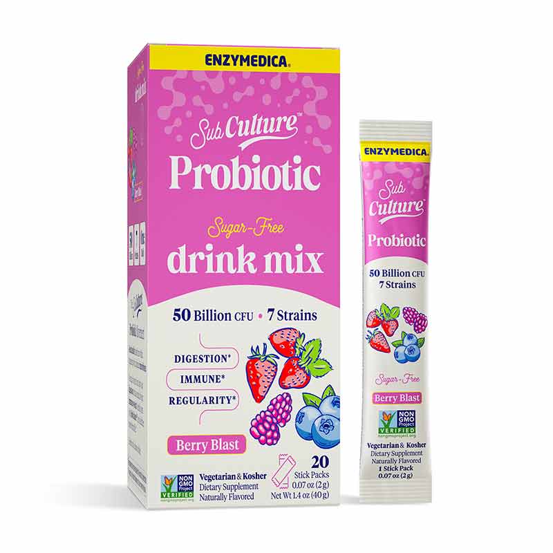 Subculture Probiotic Drink Mix, Berry Blast, by Enzymedica