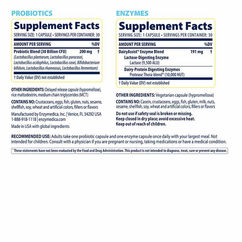 SubCulture Probiotics + Enzymes for Dairy Control, 60 Veg Capsules, by Enzymedica, image #2
