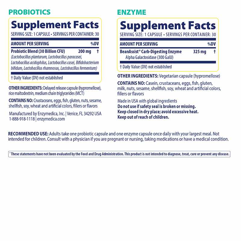 SubCulture Probiotics + Enzymes for Gas & Bloating, 60 Veg Capsules, by Enzymedica, image #2