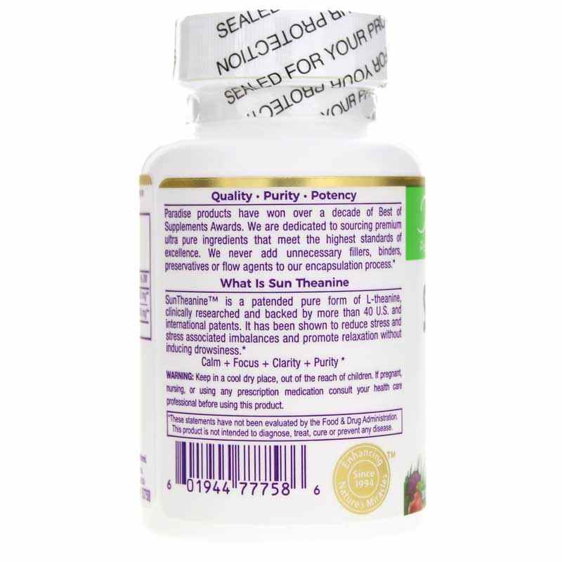 Sun Theanine, 30 Veg Capsules, by Paradise Herbs, image #3
