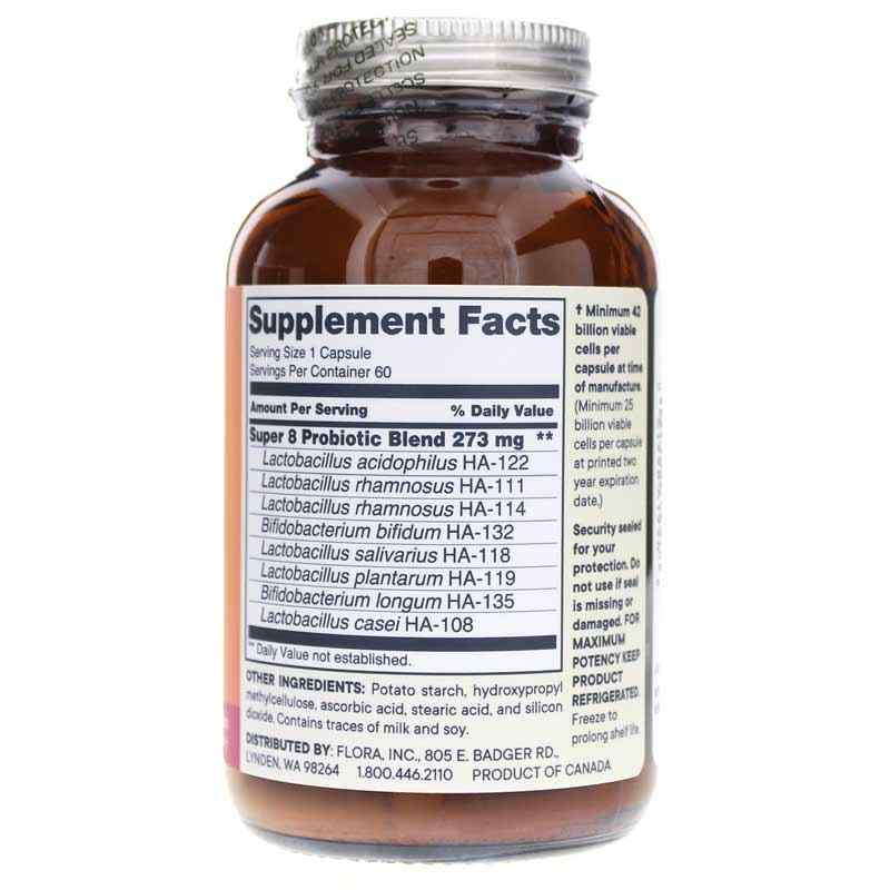 Super 8 Hi-Potency Probiotic 42 Billion Cells, 60 Capsules, by Flora, image #2