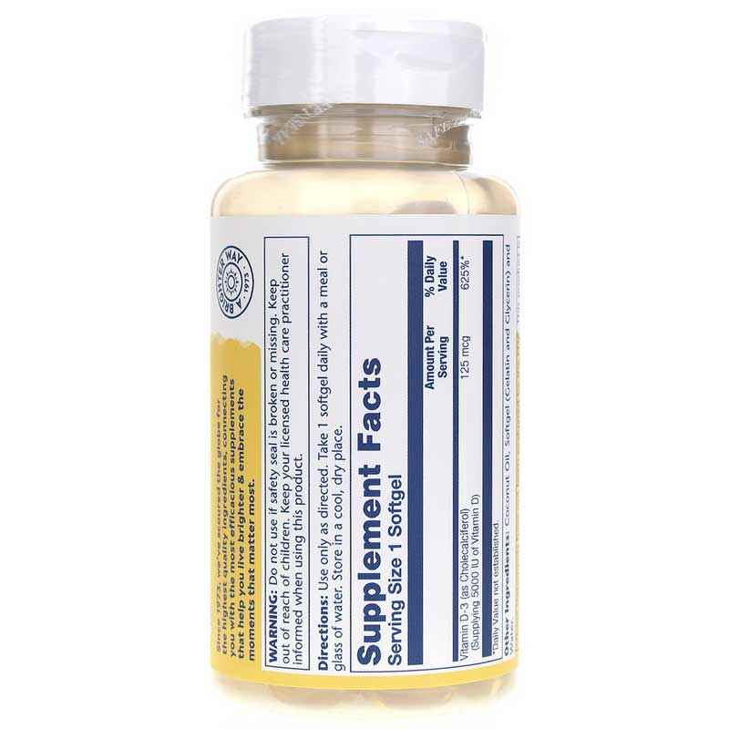 Super Bio Vitamin D3 in Coconut Oil, 120 Softgels, by Solaray, image #2