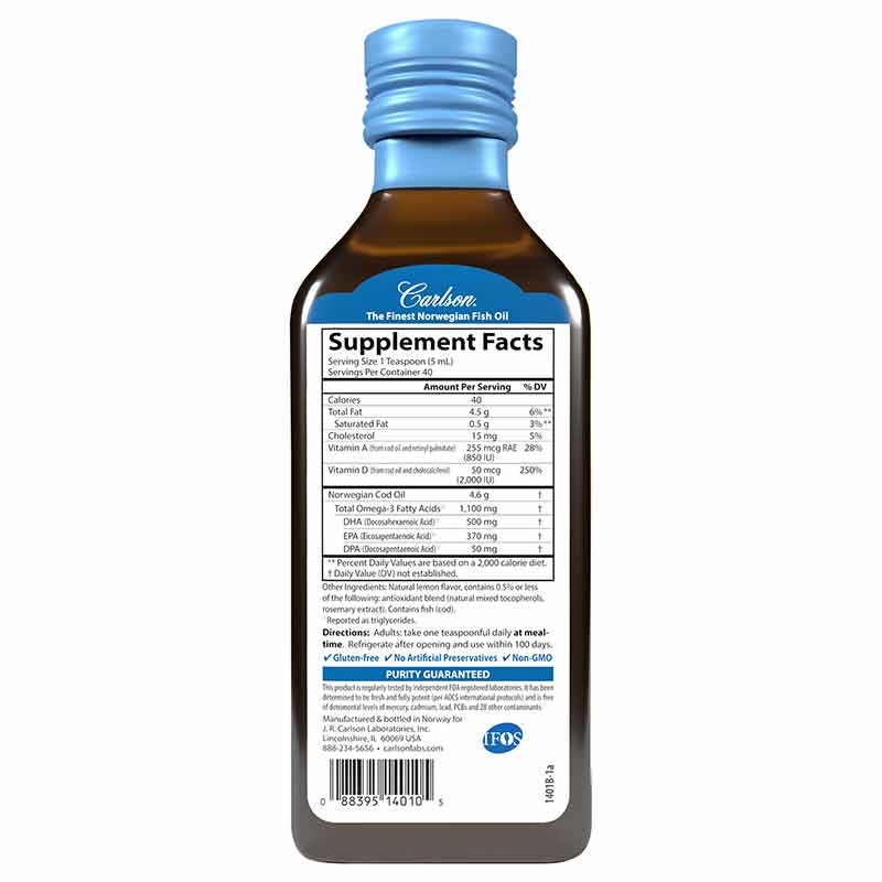 Super D Omega-3 with 2000 IU Vitamin D3 + 1100 Mg Omega-3s, 200 Ml, by Carlson Labs, image #2