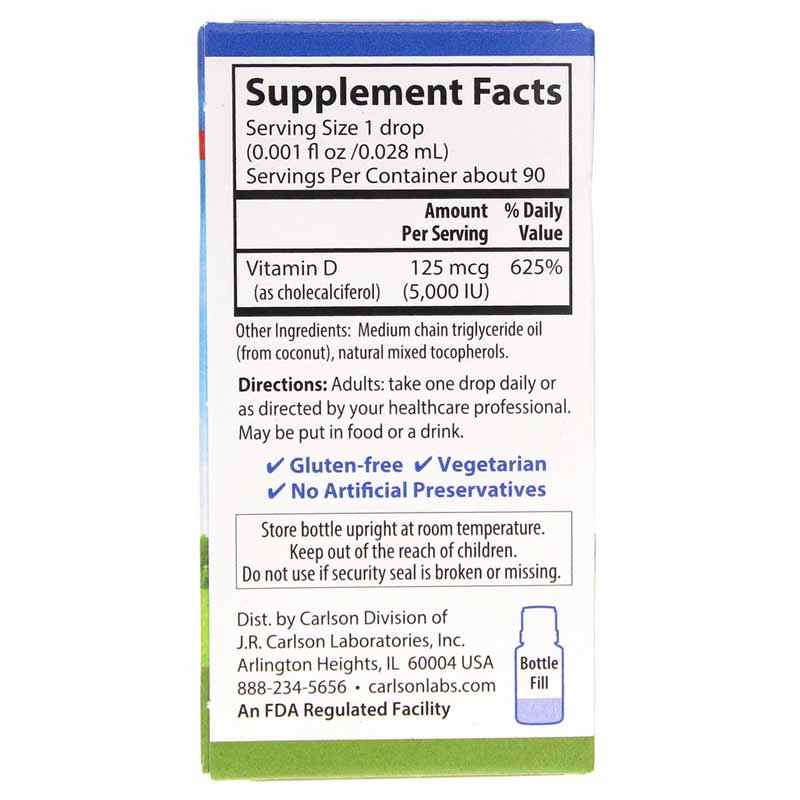 Super Daily D3 5000 IU Vitamin D Liquid, by Carlson Labs, image #3