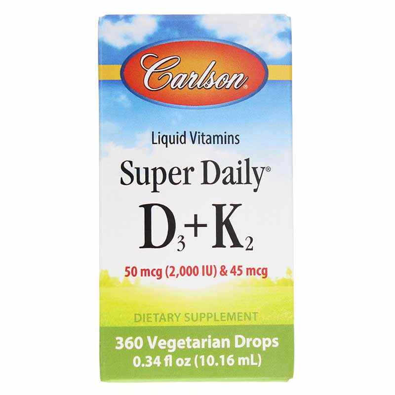 Super Daily D3 + K2 Liquid (2,000 IU/45 Mcg), by Carlson Labs