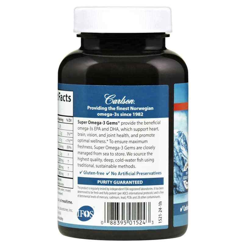 Super Omega-3 Gems 1,200 Mg, 130 Softgels Bonus, by Carlson Labs, image #3
