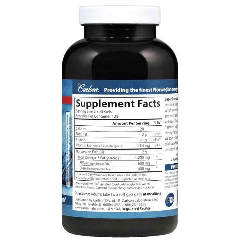 Super Omega-3 Gems 1,200 Mg, 250 Softgels, by Carlson Labs, image #2
