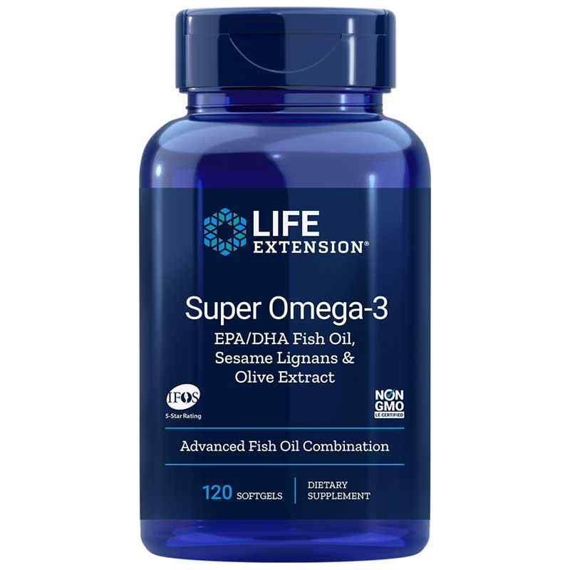 Super Omega-3 EPA/DHA with Sesame Lignans & Olive Extract, 120 Softgels, by Life Extension