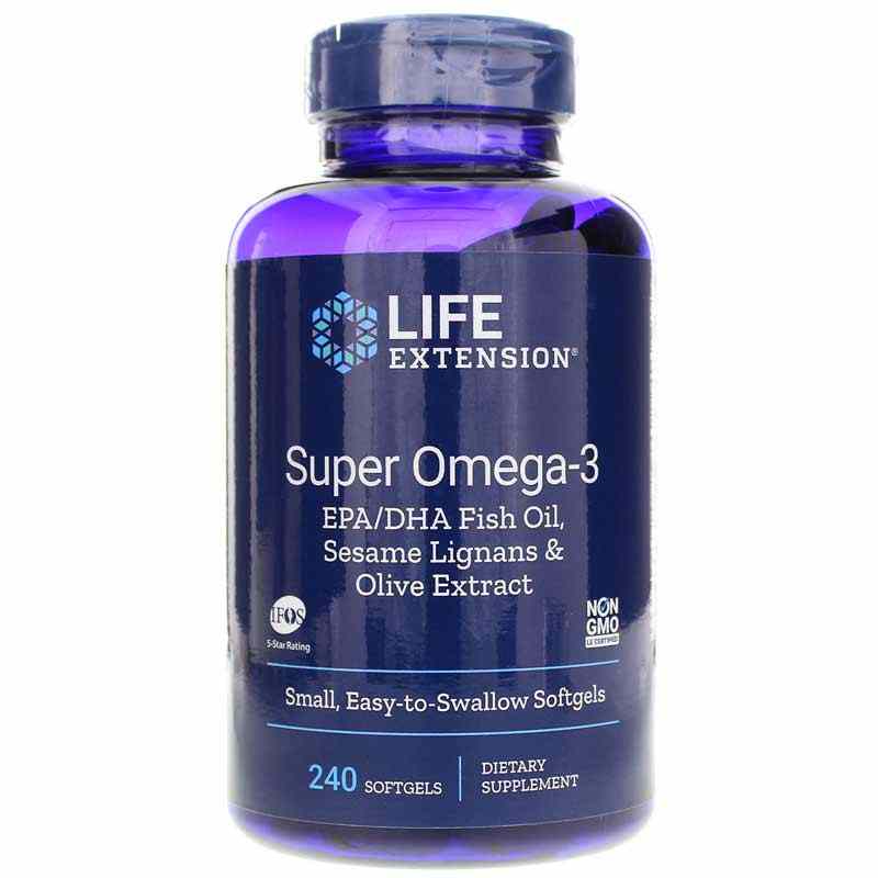 Super Omega-3 EPA/DHA with Sesame Lignans & Olive Extract, 240 Softgels, by Life Extension