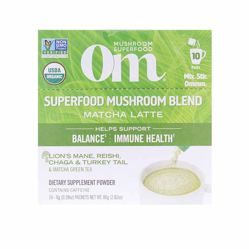 Superfood Mushroom Blend Matcha Latte, 10 Packets, by Om Mushroom, image #2
