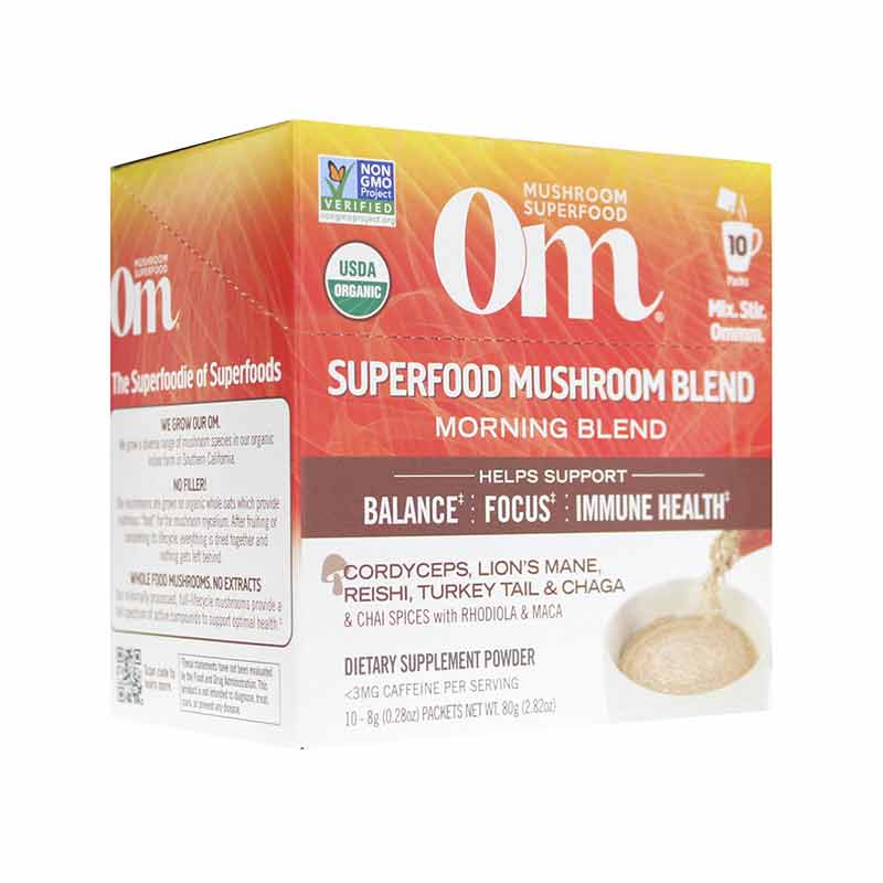 Superfood Mushroom Blend Morning Blend, 10 Packets, by Om Mushroom