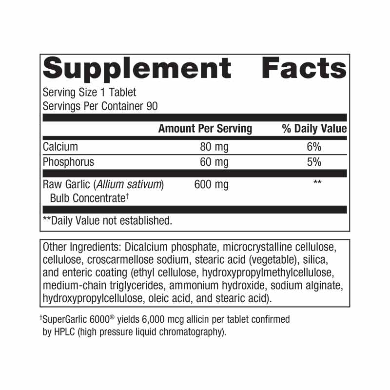 SuperGarlic 6000, 90 Tablets, by Metagenics, image #2