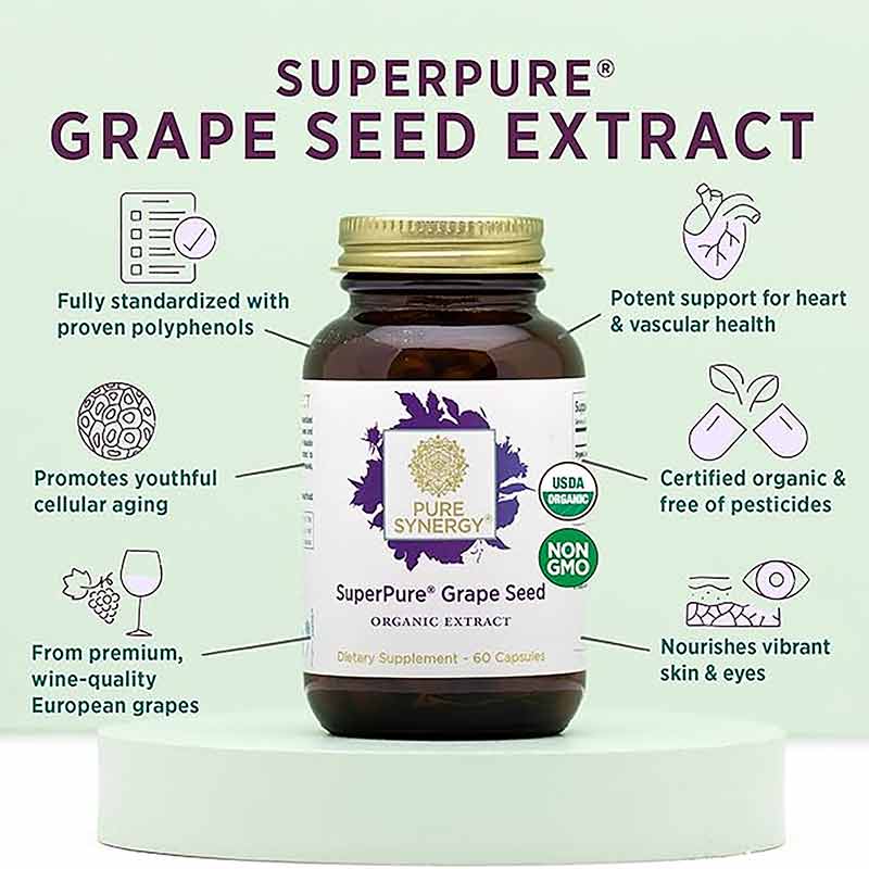 SuperPure Grape Seed Organic Extract Capsules, Pure Synergy