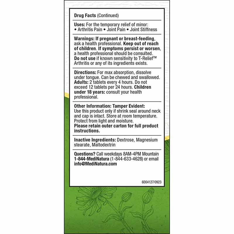 T-Relief Arthritis Extra Strength Tablets, by MediNatura, image #4