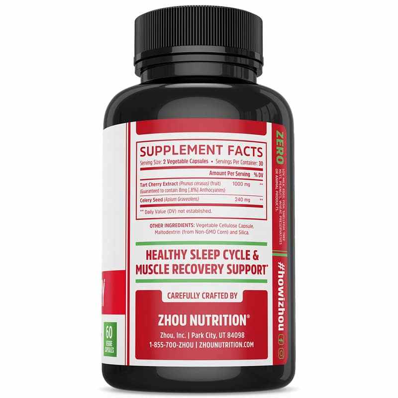 Tart Cherry Extract + Celery Seed Capsules, by Zhou Nutrition, image #2