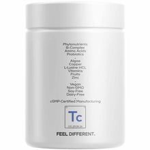 White supplement jar labeled Teen ClearFace by Codeage with ingredient list including phytonutrients, probiotics, vitamins, a
