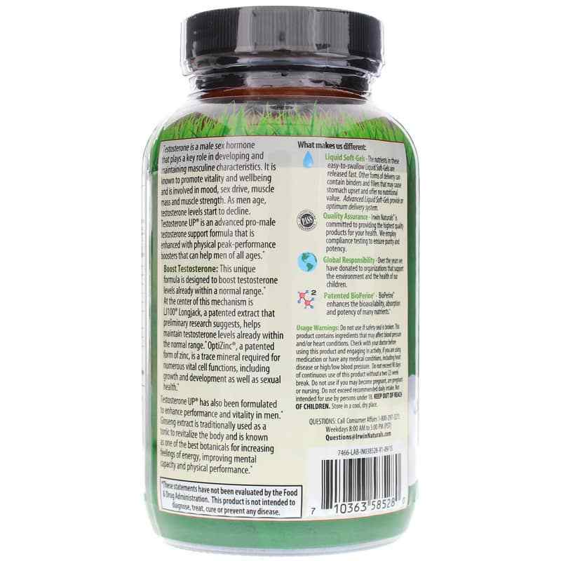 Testosterone UP, 120 Liquid Softgels, by Irwin Naturals, image #3