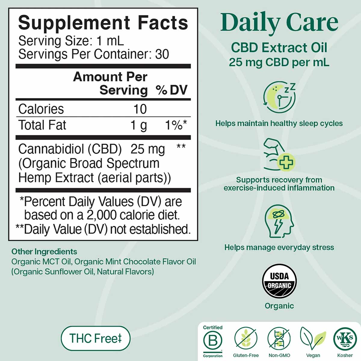Daily Care CBD Extract Oil THC Free 25 Mg, by Charlottes Web
