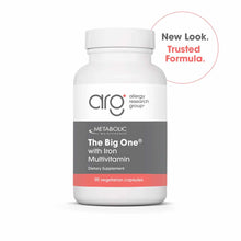 White bottle of The Big One with Iron Multivitamin by Allergy Research Group containing 90 vegetarian capsules.
