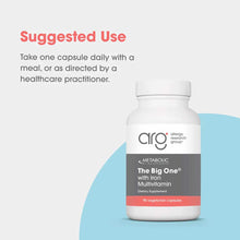 White bottle of The Big One with Iron Multivitamin by Allergy Research Group, 90 vegetarian capsules.