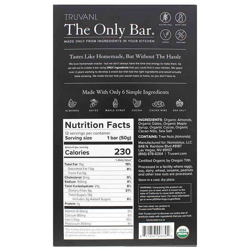 The Only Bar, Chocolate Brownie, 12 Bars, by Truvani, image #2