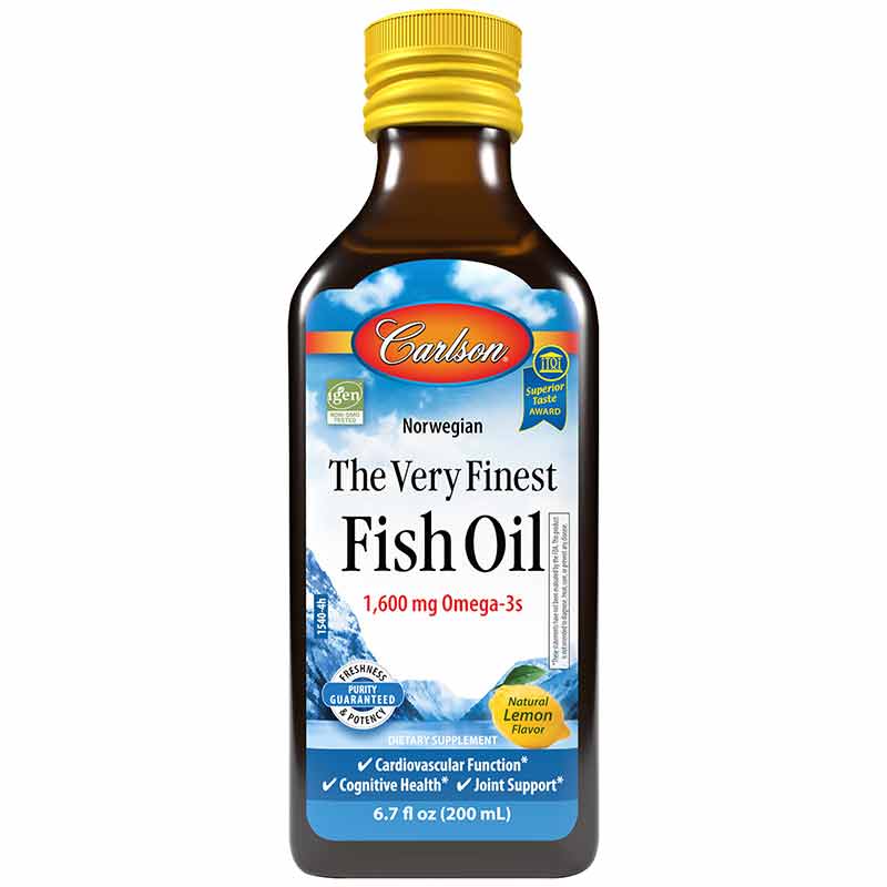The Very Finest Fish Oil Liquid 1600 Mg Omega-3s, Lemon, 16.9 Oz, by Carlson Labs