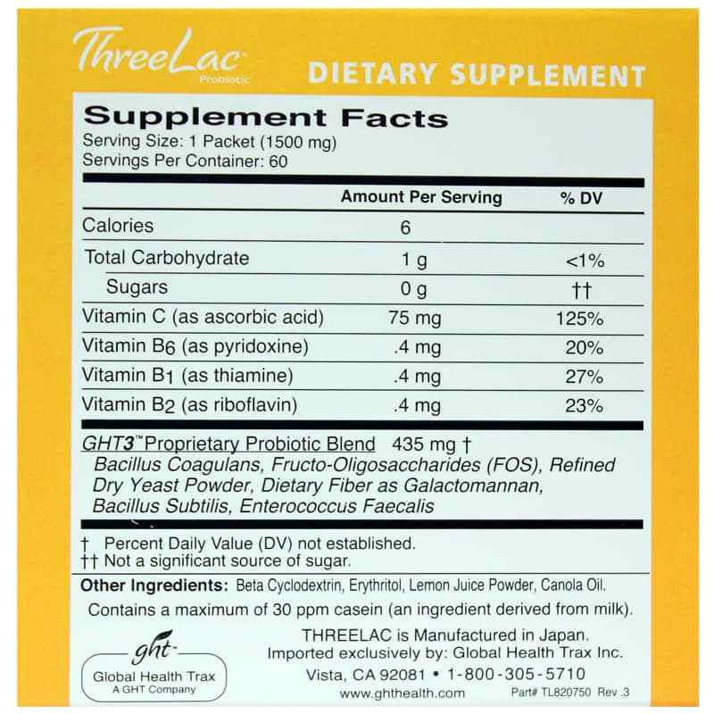 ThreeLac Probiotic Lemon Flavor, by Global Health Trax, image #2