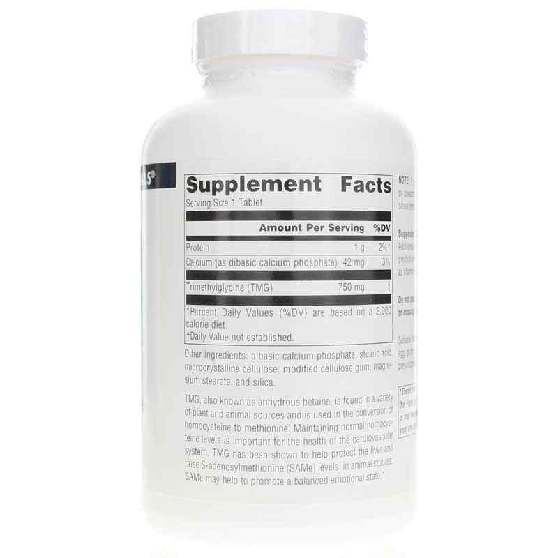 TMG Trimethylglycine 750 Mg, 240 Tablets, by Source Naturals, image #2