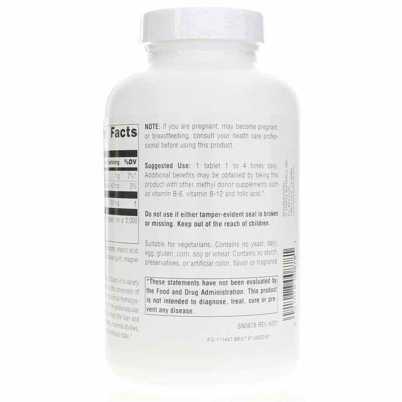 TMG Trimethylglycine 750 Mg, 240 Tablets, by Source Naturals, image #3