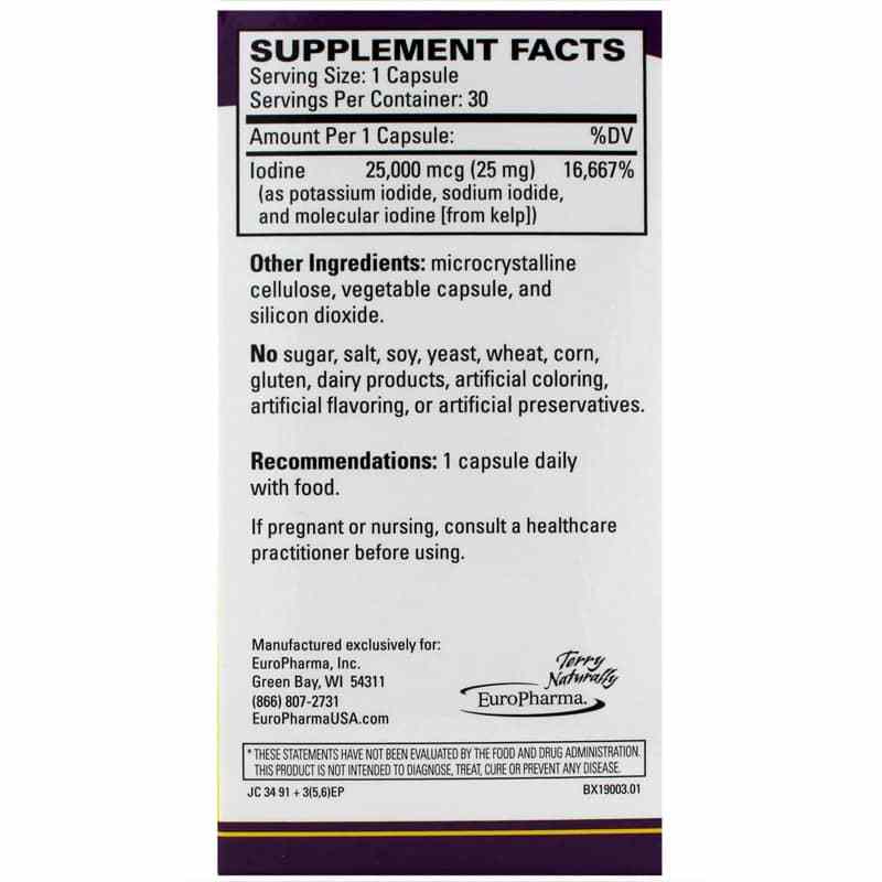 Tri-Iodine 25 Mg, 30 Capsules, by Terry Naturally, image #2