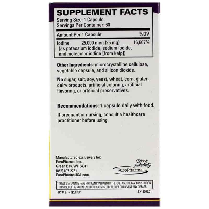 Tri-Iodine 25 Mg, 60 Capsules, by Terry Naturally, image #2