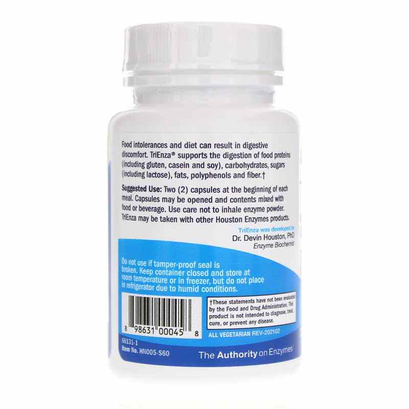 TriEnza for Digestive Intolerances, 60 Capsules, by Houston Enzymes, image #3