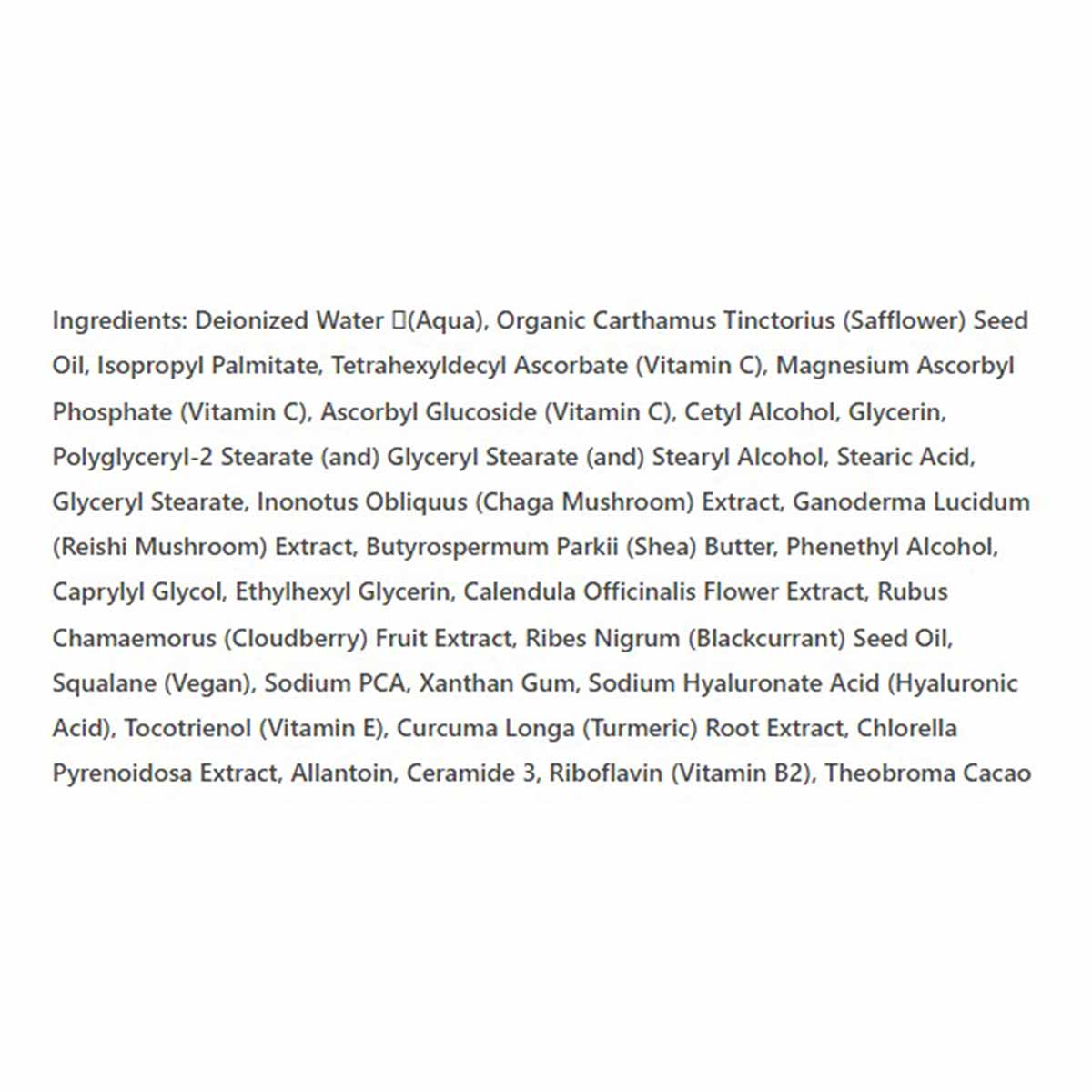 White background displays ingredient list for Triple C Night Cream in dark gray text.