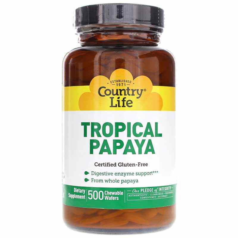 Tropical Papaya, 500 Chewable Wafers, by Country Life