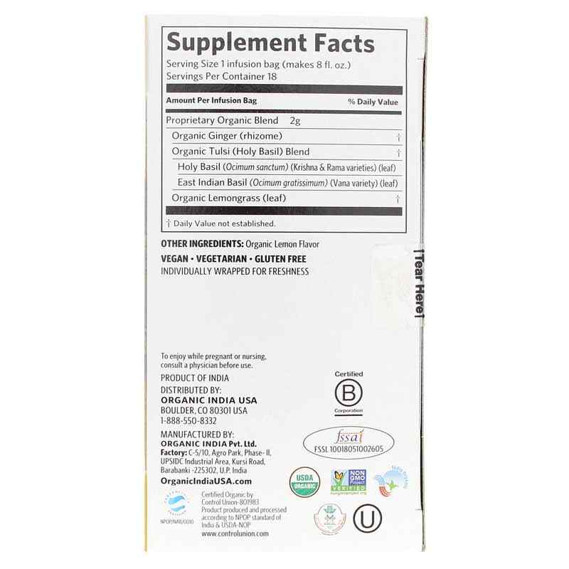 Tulsi Lemon Ginger Organic Tea, by Organic India, image #2