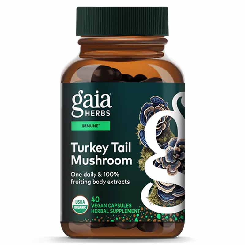 Turkey Tail Mushroom Immune & Liver Support, 40 Vegan Capsules, by Gaia Herbs
